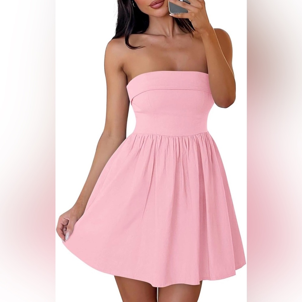 Elegant Pink Strapless Dress